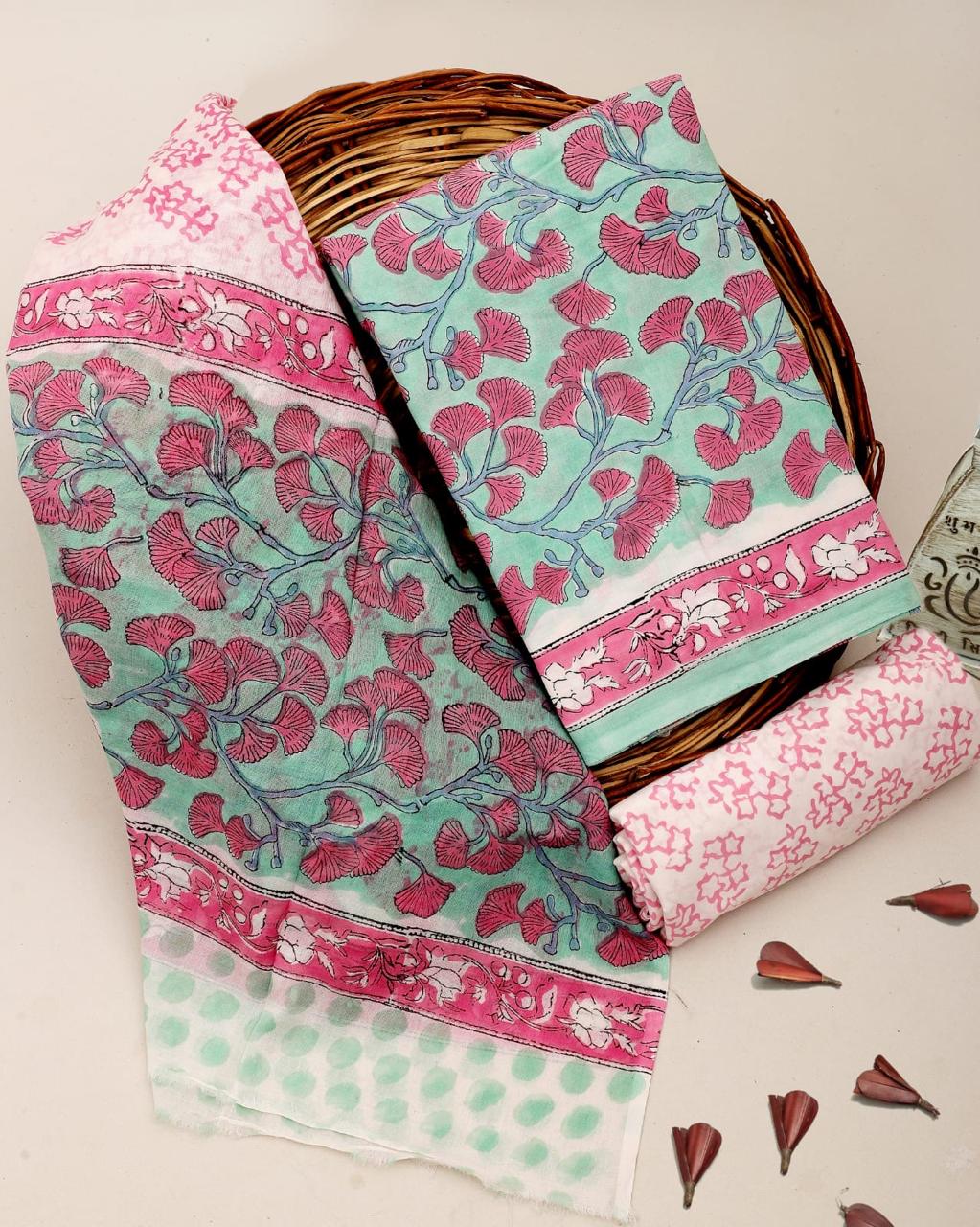 Pure Soft Cotton Hand Block Printed Suit Set