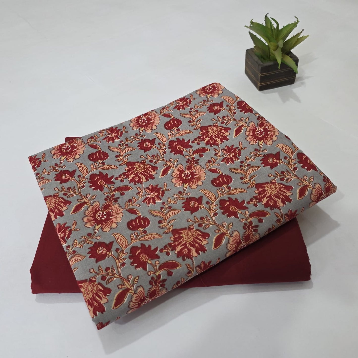 Pure Soft Cotton Handblock Printed 2PC Top-Bottom Suit Set