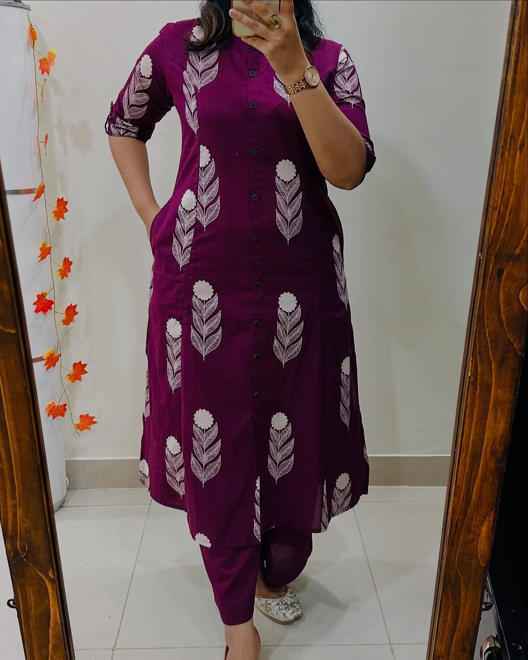 Premium Floral Fine Cotton Printed A-Line Pattern Kurti-Palazzo Set