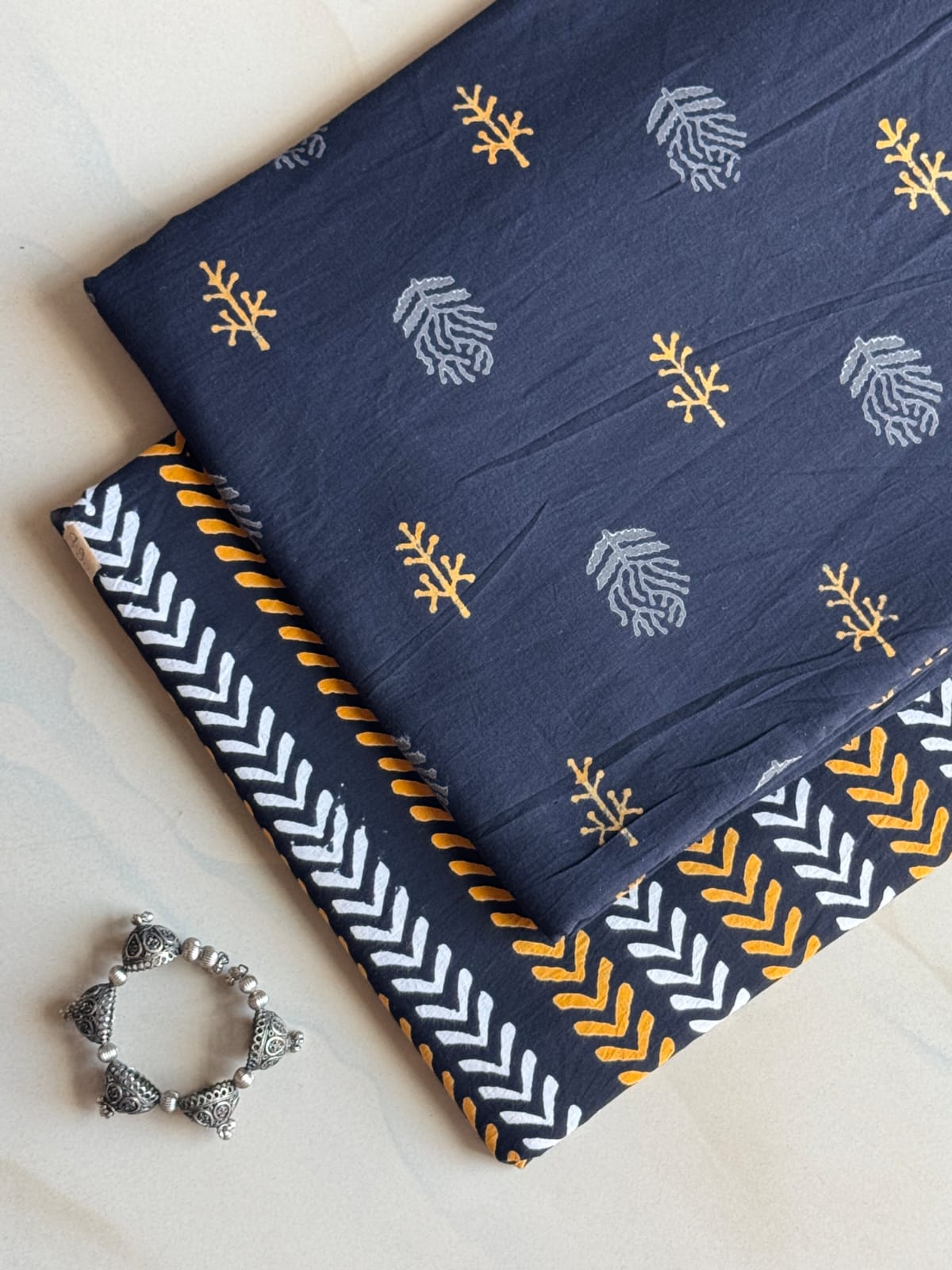 Pure Soft Cotton Handblock Printed 2PC Top-Bottom Suit Set (2.50 Meter Each)