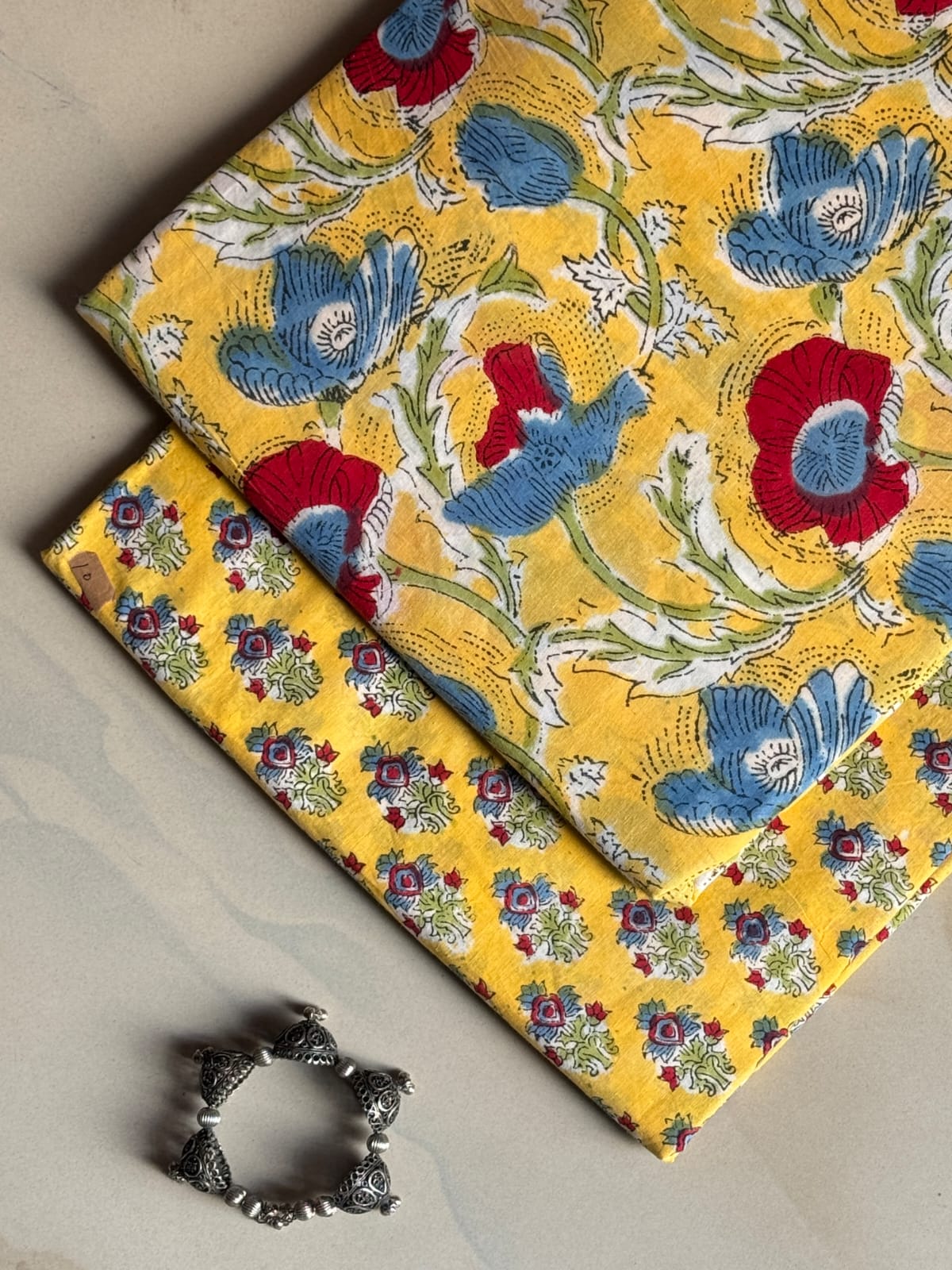 Pure Soft Cotton Handblock Printed 2PC Top-Bottom Suit Set (2.50 Meter Each)