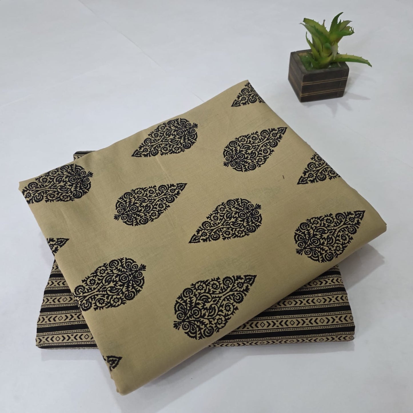 Pure Soft Cotton Handblock Printed 2PC Top-Bottom Suit Set