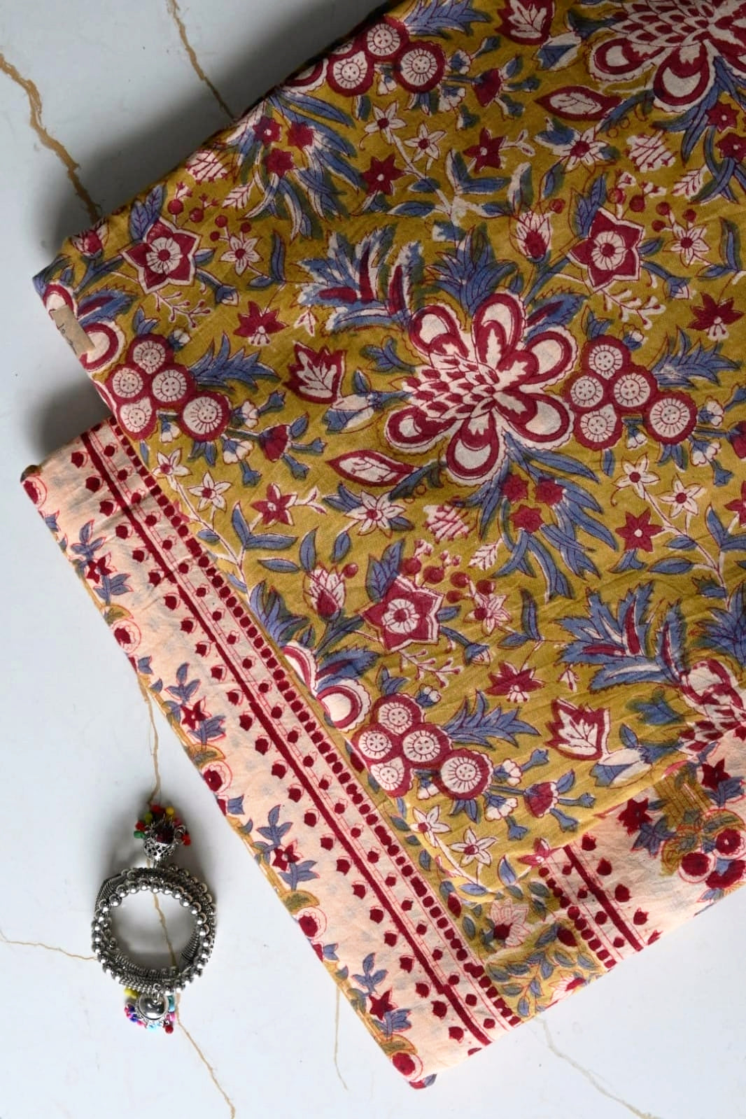 Pure Soft Cotton Sanganeri Handblock Printed 2PC Top-Bottom Suit Set (2.50 Meter Each)