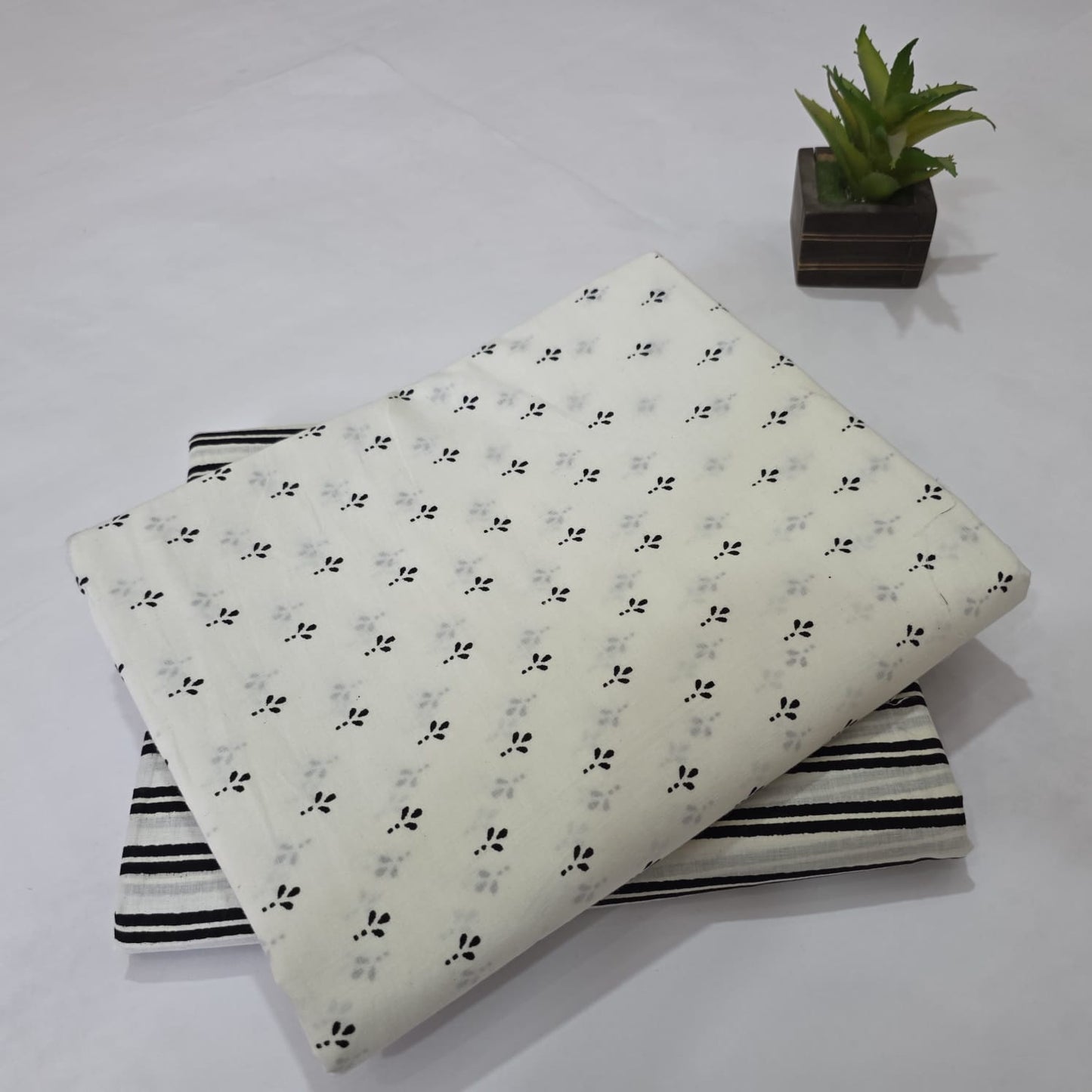 Pure Soft Cotton Handblock Printed 2PC Top-Bottom Suit Set