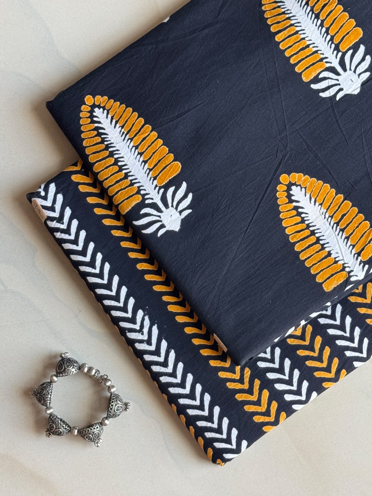 Pure Soft Cotton Handblock Printed 2PC Top-Bottom Suit Set (2.50 Meter Each)