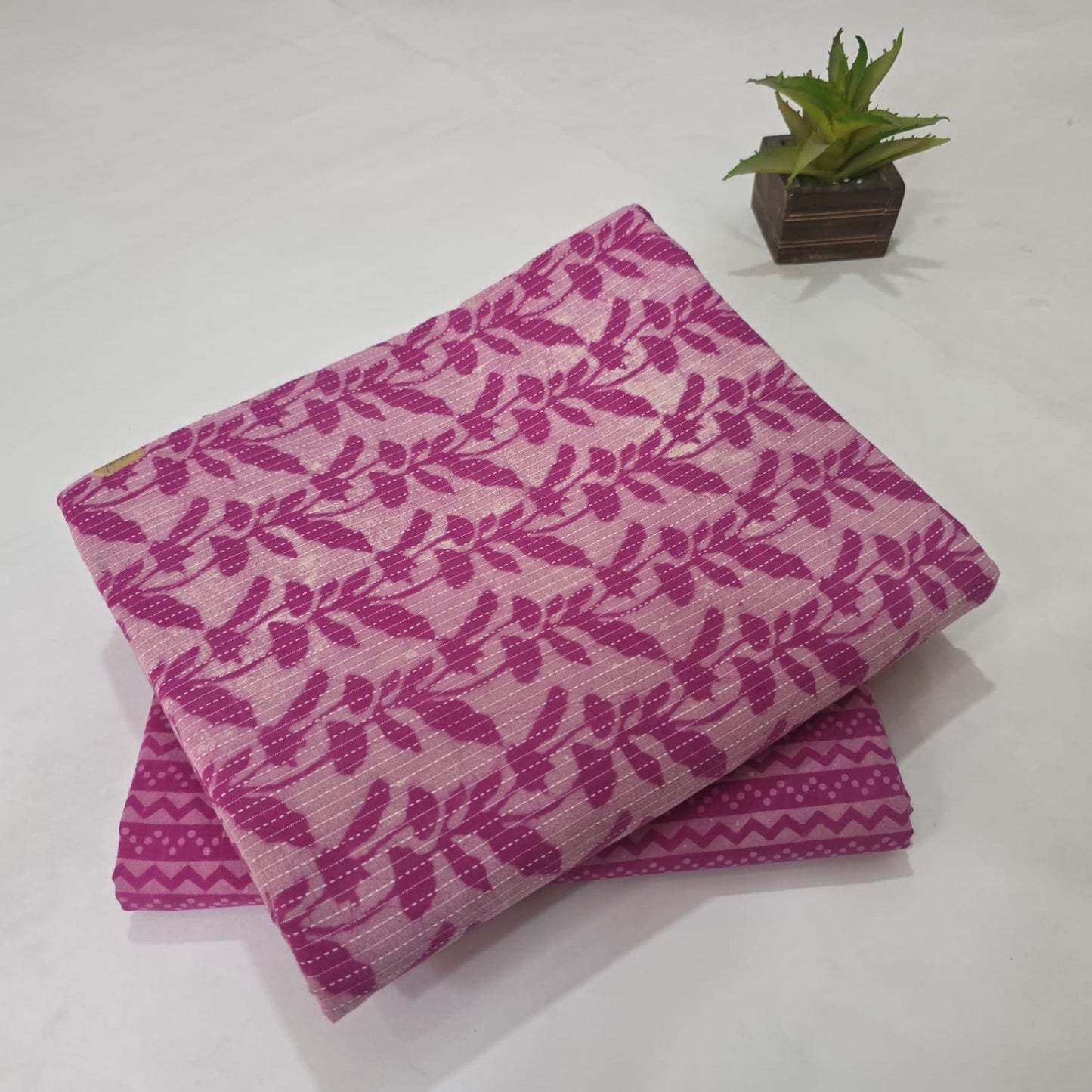 Pure Kantha Cotton Handblock Printed 2PC Top-Bottom Suit Set