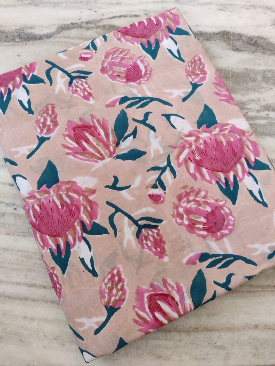 (Pre-cut 2 Meter) Pure Soft Cotton Hand Block Printed Fabric