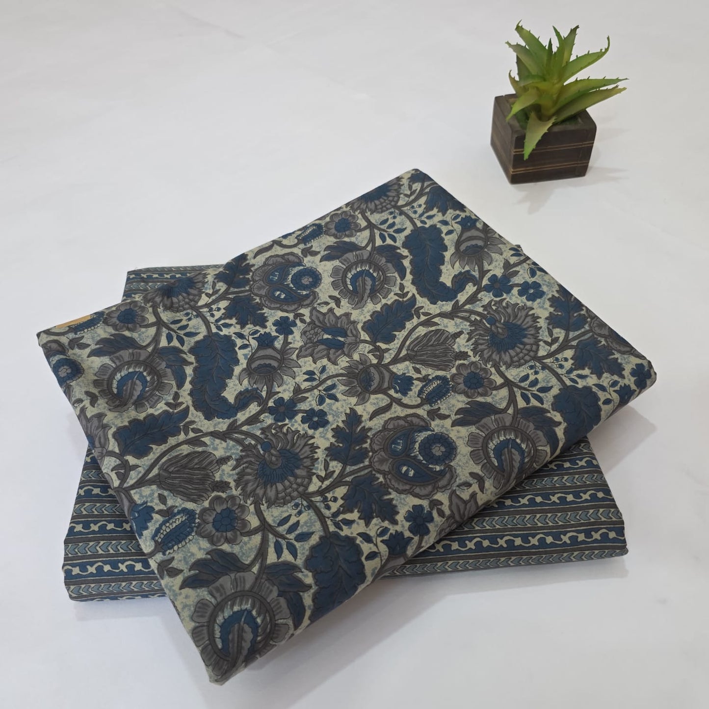 Pure Soft Cotton Handblock Printed 2PC Top-Bottom Suit Set