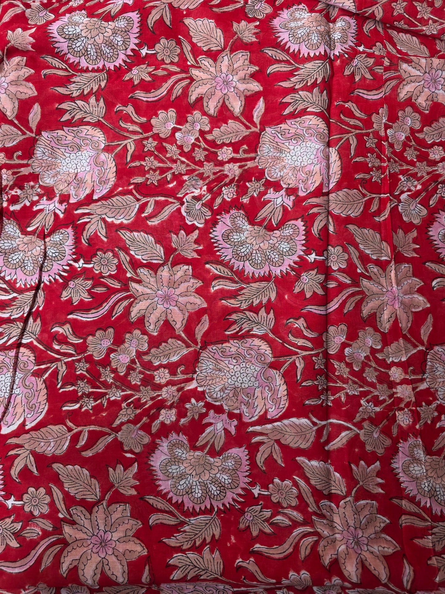 Pure Soft Mulmul Cotton Handblock Printed Fabric