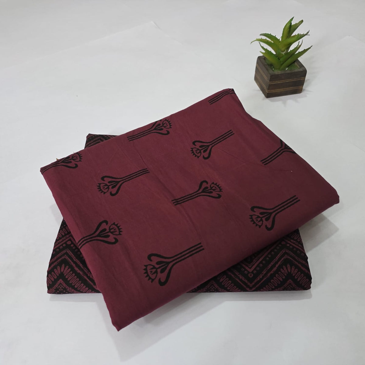 Pure Soft Cotton Handblock Printed 2PC Top-Bottom Suit Set