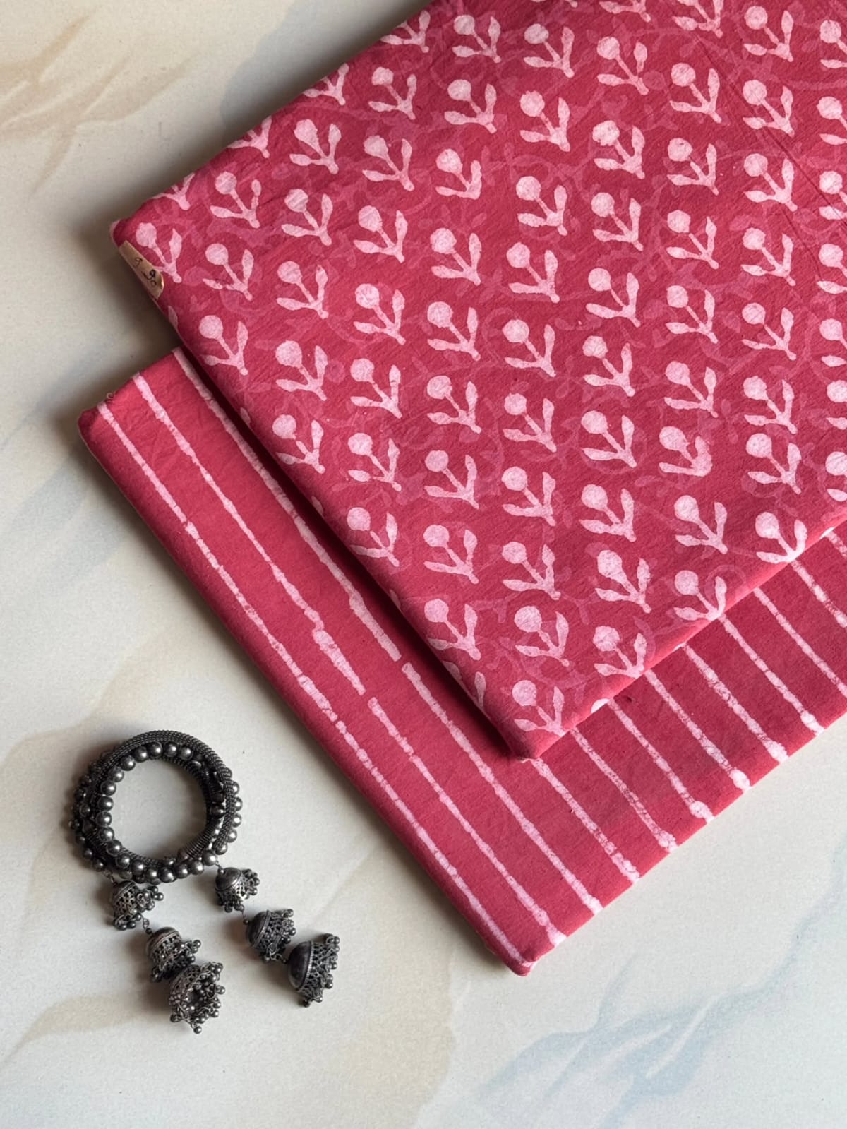 Pure Soft Cotton Handblock Printed 2PC Top-Bottom Suit Set (2.50 Meter Each)