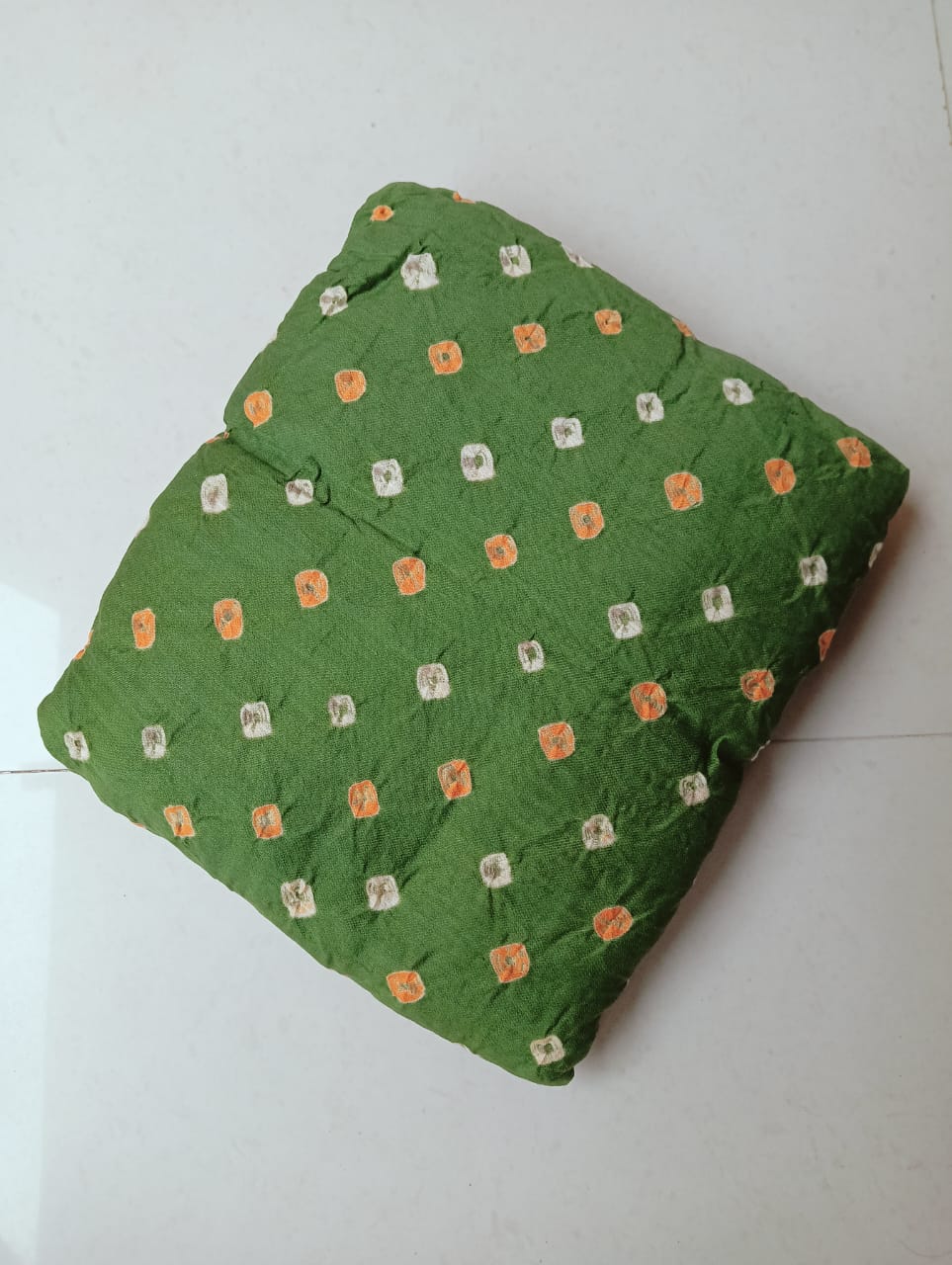 (Pre-cut 2 Meter)Pure Soft Cotton Satin Finish Tie-Dye Bandhani Fabric