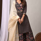 Midnight Elegance Printed Kurta Palazzo Set with Dupatta