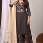 Midnight Elegance Printed Kurta Palazzo Set with Dupatta