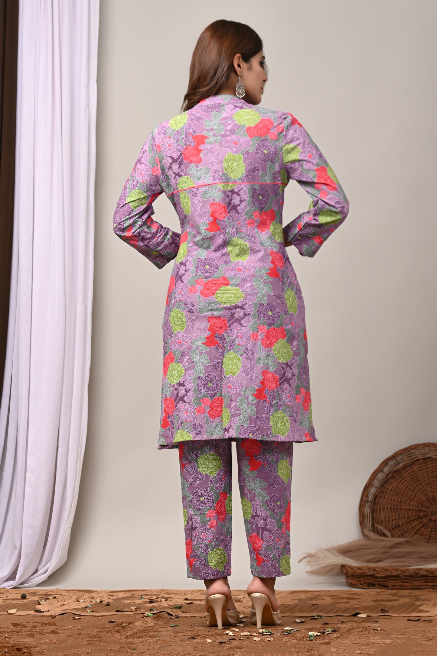 Lavender Bloom Printed Kurta & Pant Co-Ord Set
