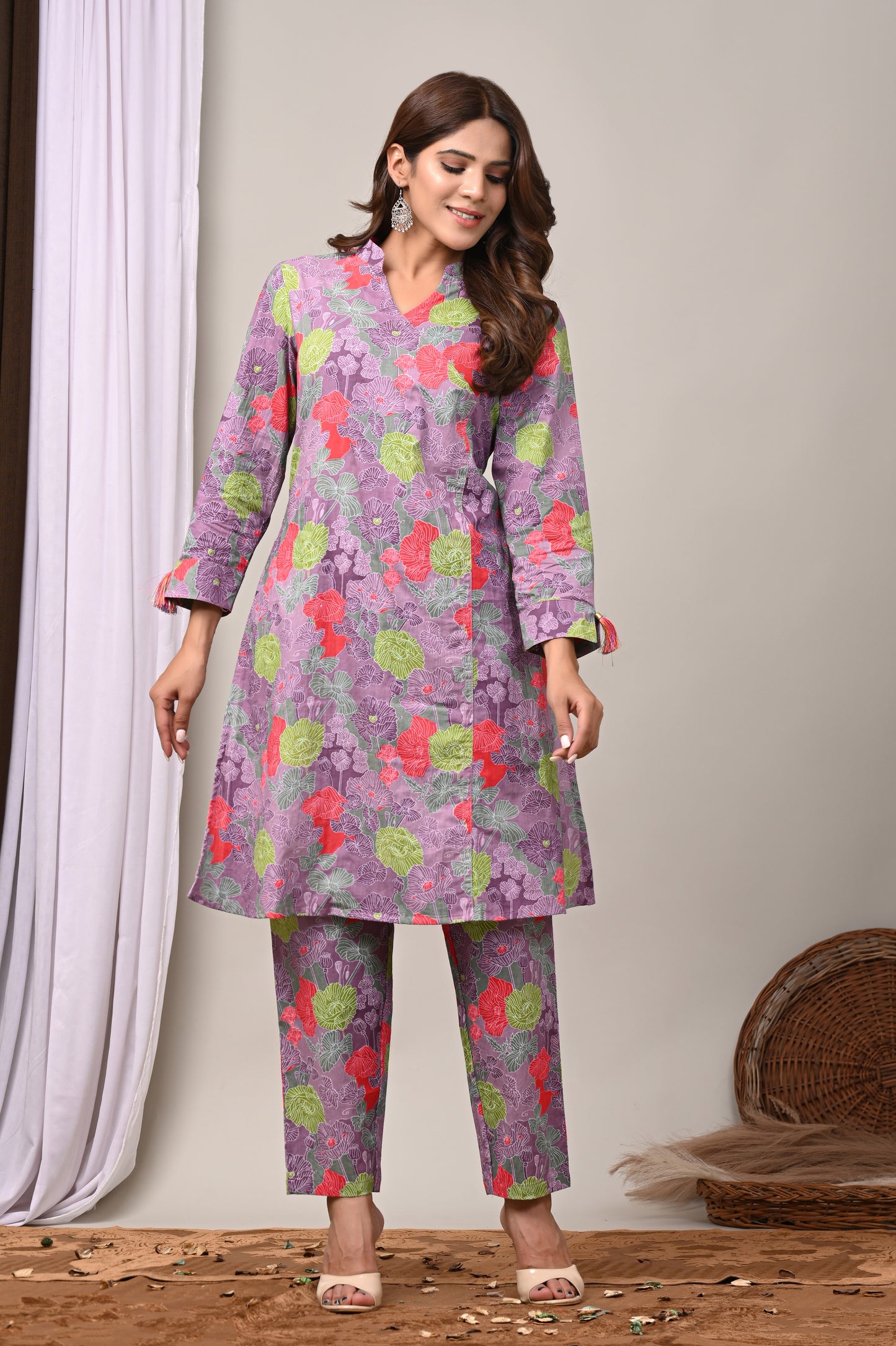 Lavender Bloom Printed Kurta & Pant Co-Ord Set
