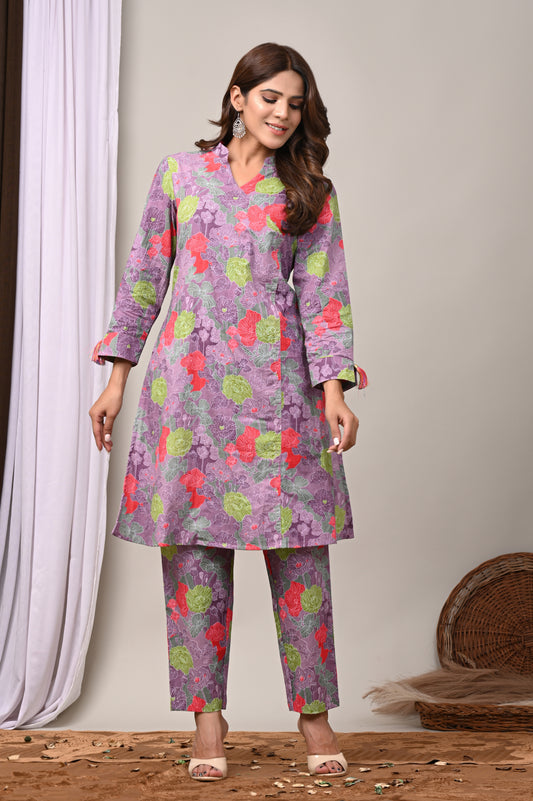 Lavender Bloom Printed Kurta & Pant Co-Ord Set