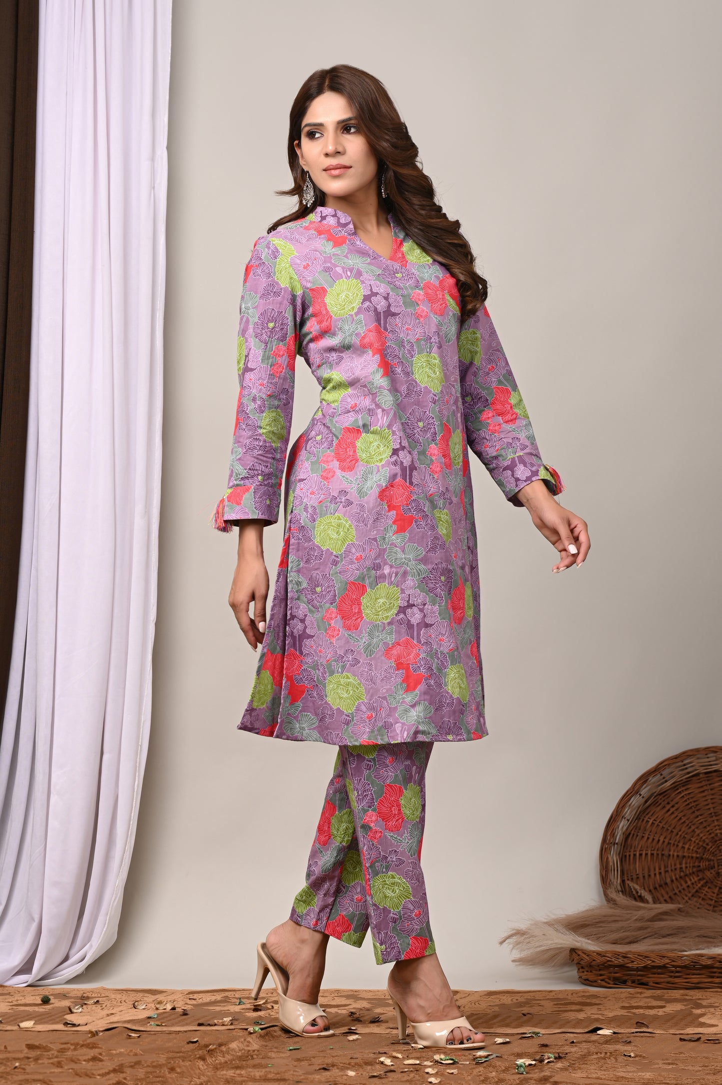Lavender Bloom Printed Kurta & Pant Co-Ord Set