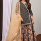 Royal Noir Printed Peplum Kurta Sharara Set with Net Dupatta