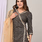 Royal Noir Printed Peplum Kurta Sharara Set with Net Dupatta