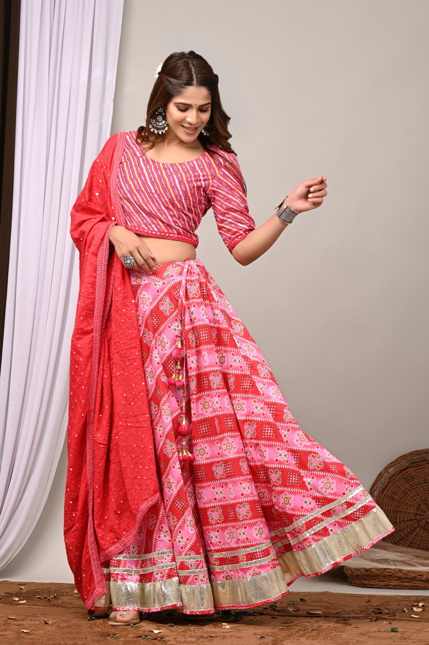 Pure Cotton Printed Lehenga Choli Set with Dupatta