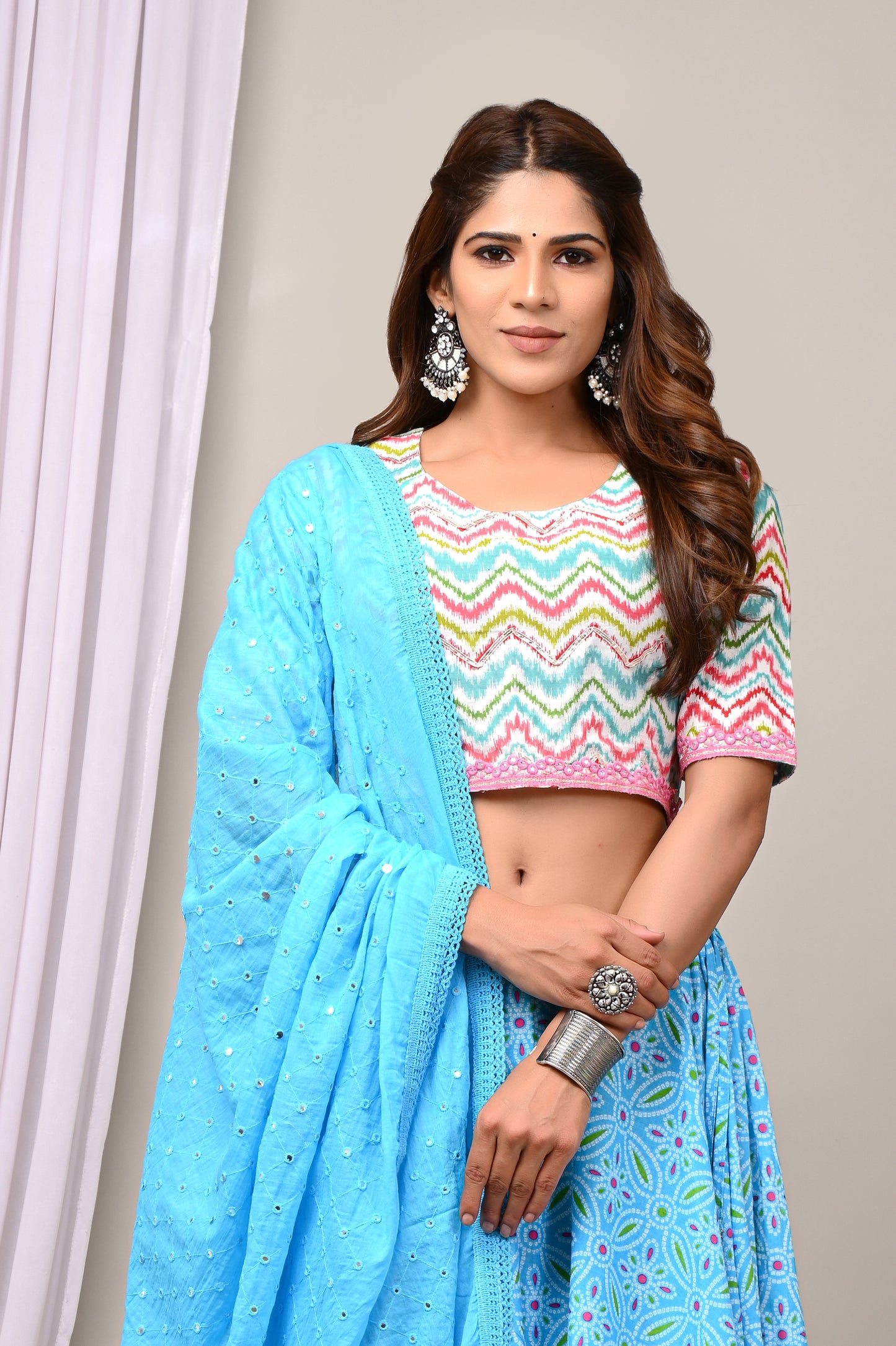 Pure Cotton Printed Lehenga Choli Set with Dupatta