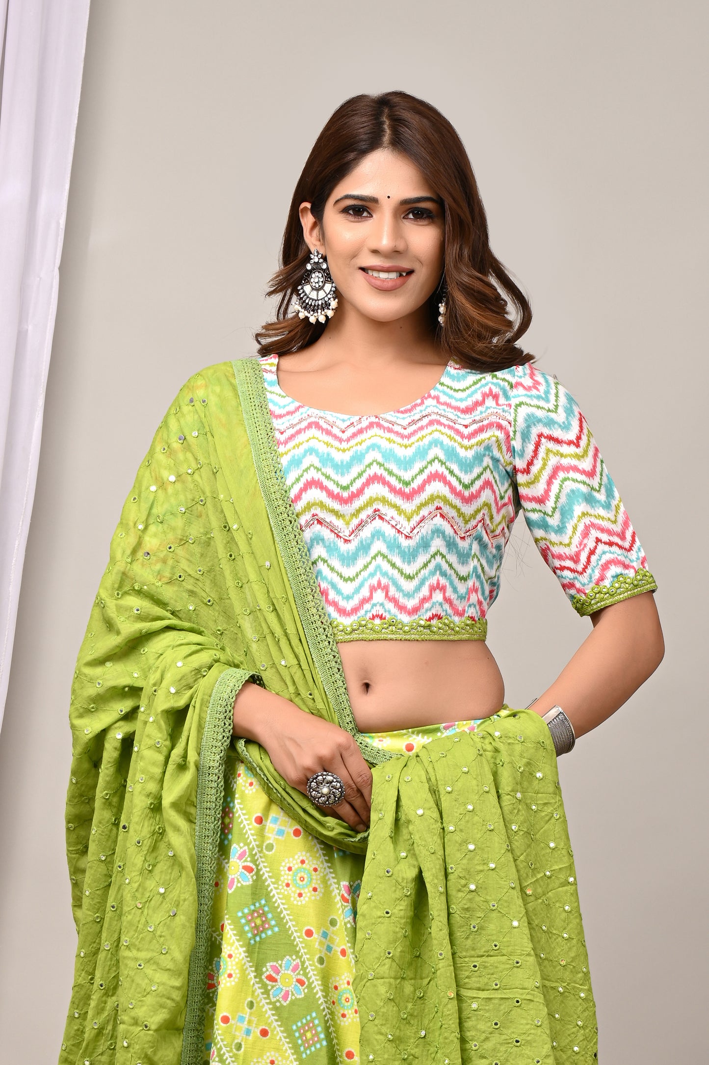 Pure Cotton Printed Lehenga Choli Set with Dupatta