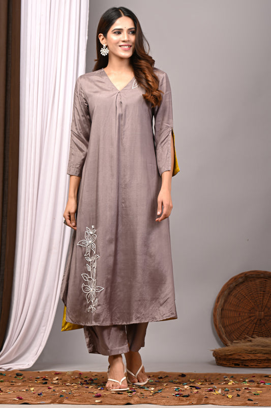 Premium Solid Muslin Fabric 2-Piece Kurta Pant Set