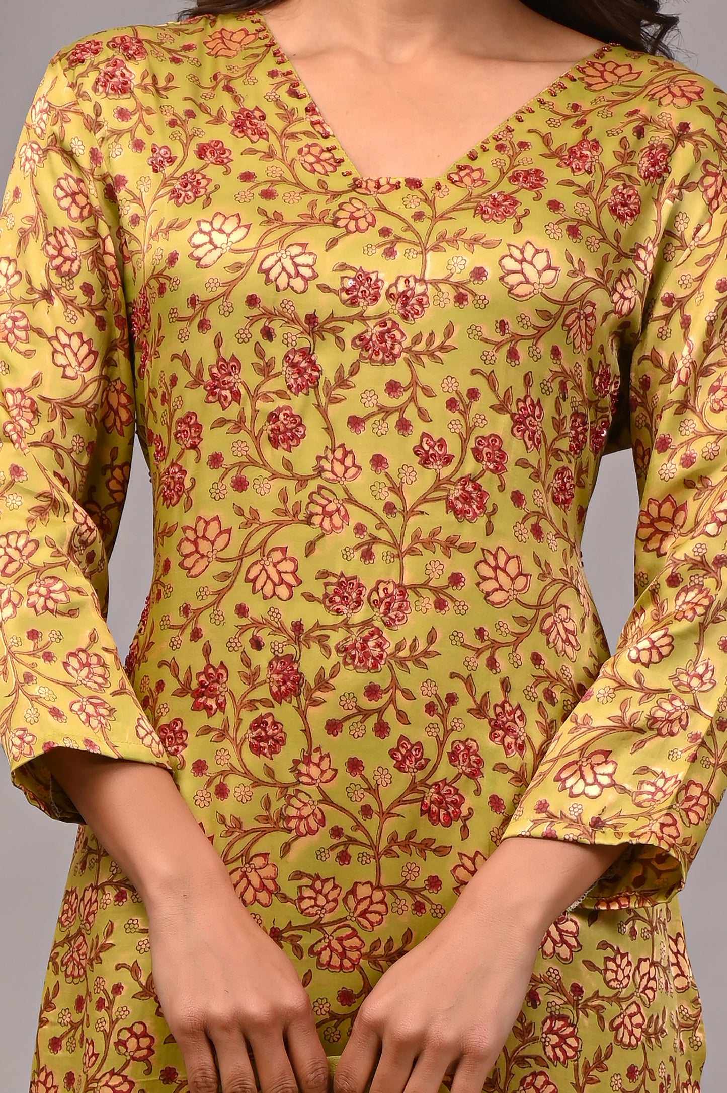 Premium Handblock Printed Modal Silk Suit Set with Dupatta