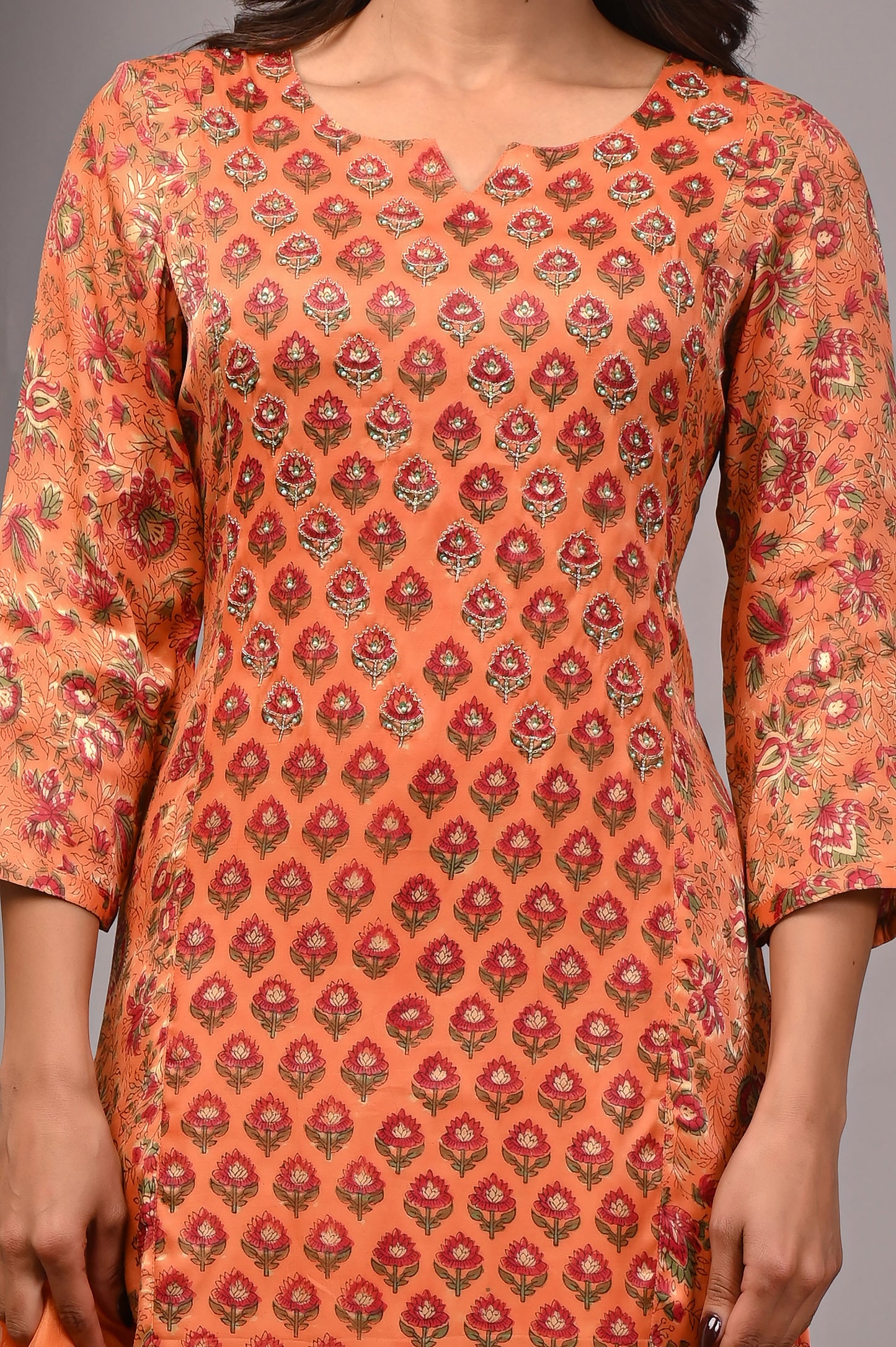 Premoium Handblock Printed Modal Silk Suit Set with Dupatta