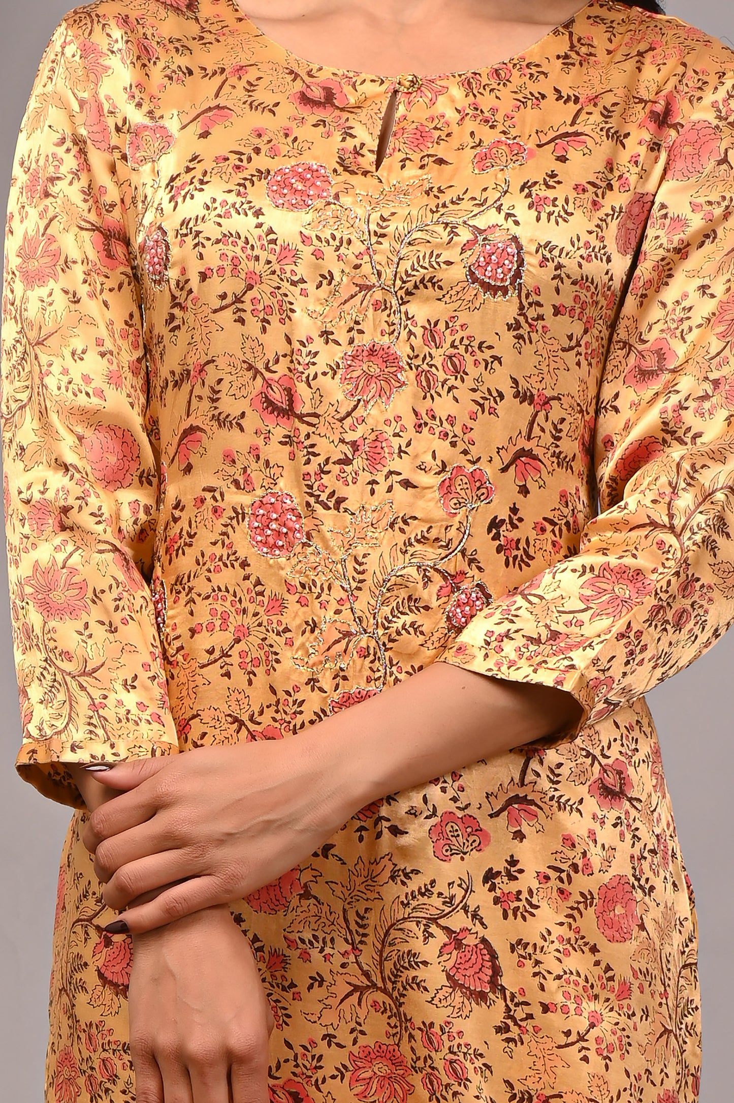 Premium Handblock Printed Modal Silk Suit Set with Dupatta