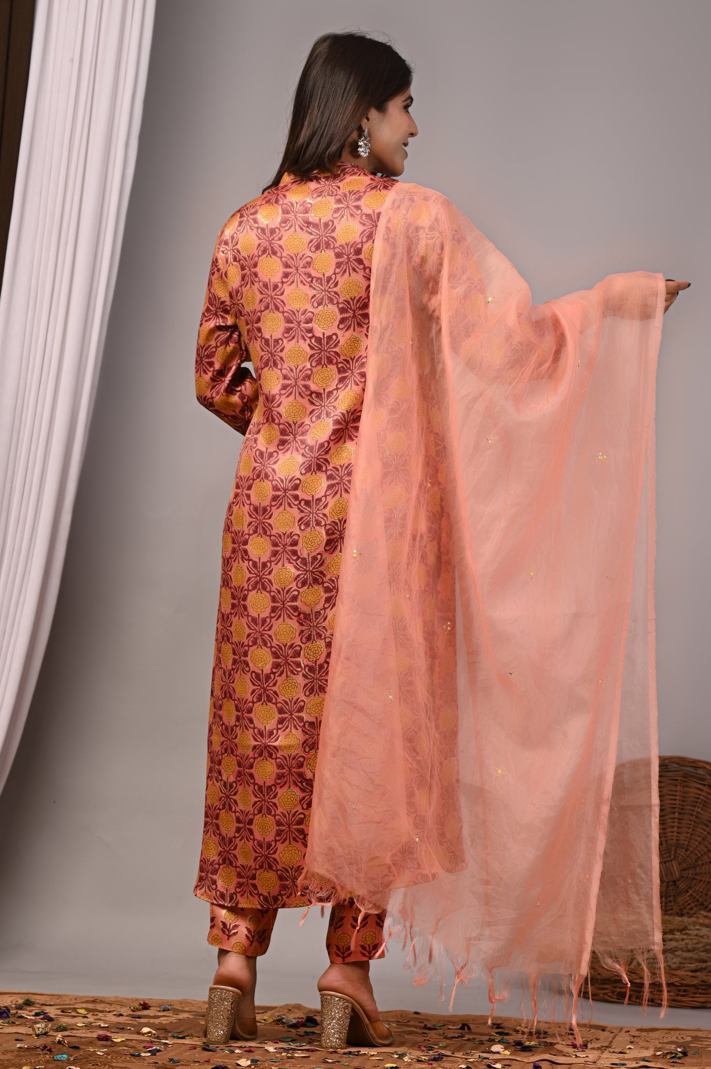Premium Handblock Printed Modal Silk Suit Set with Dupatta