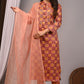 Premium Handblock Printed Modal Silk Suit Set with Dupatta