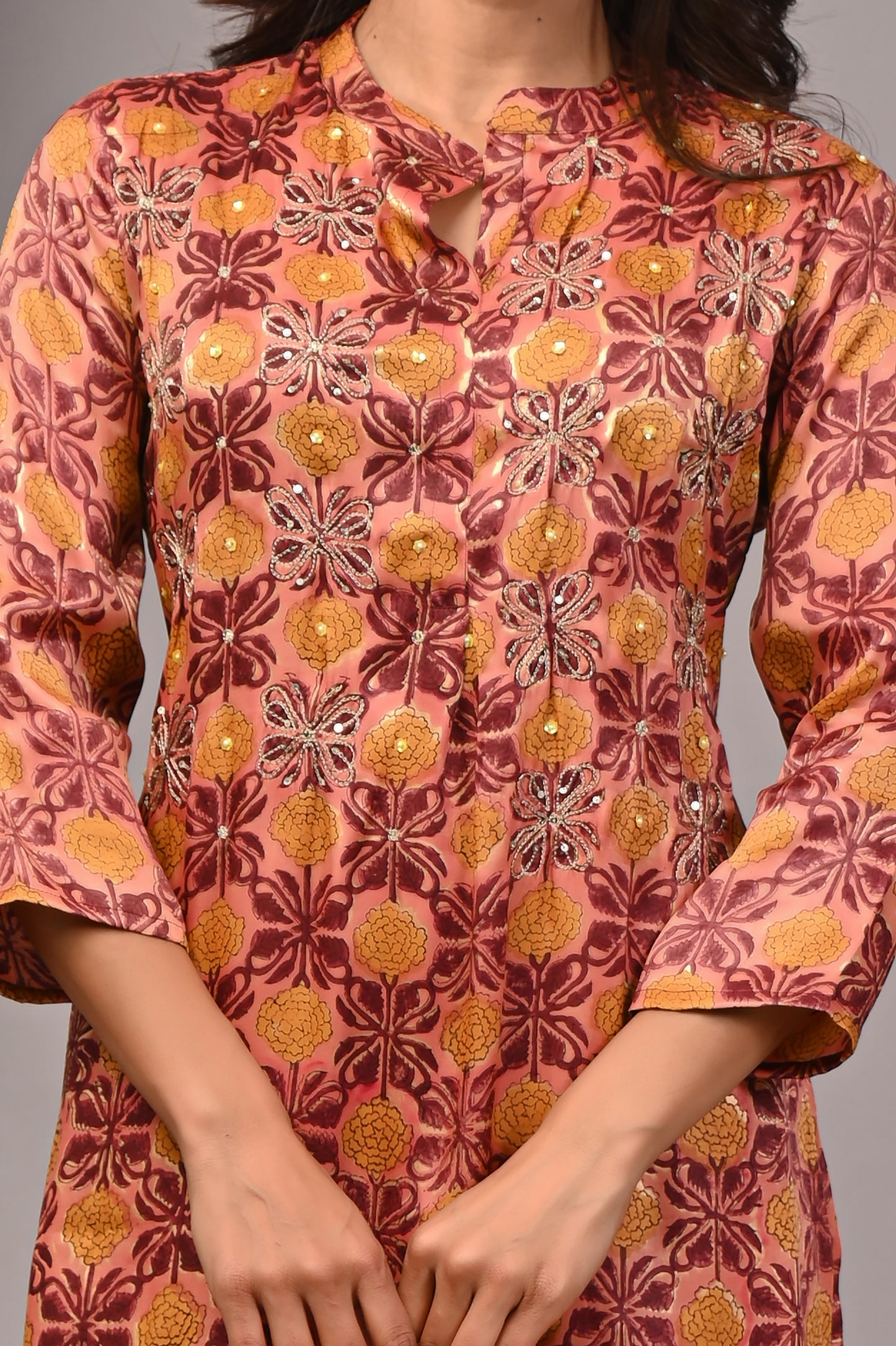 Premium Handblock Printed Modal Silk Suit Set with Dupatta