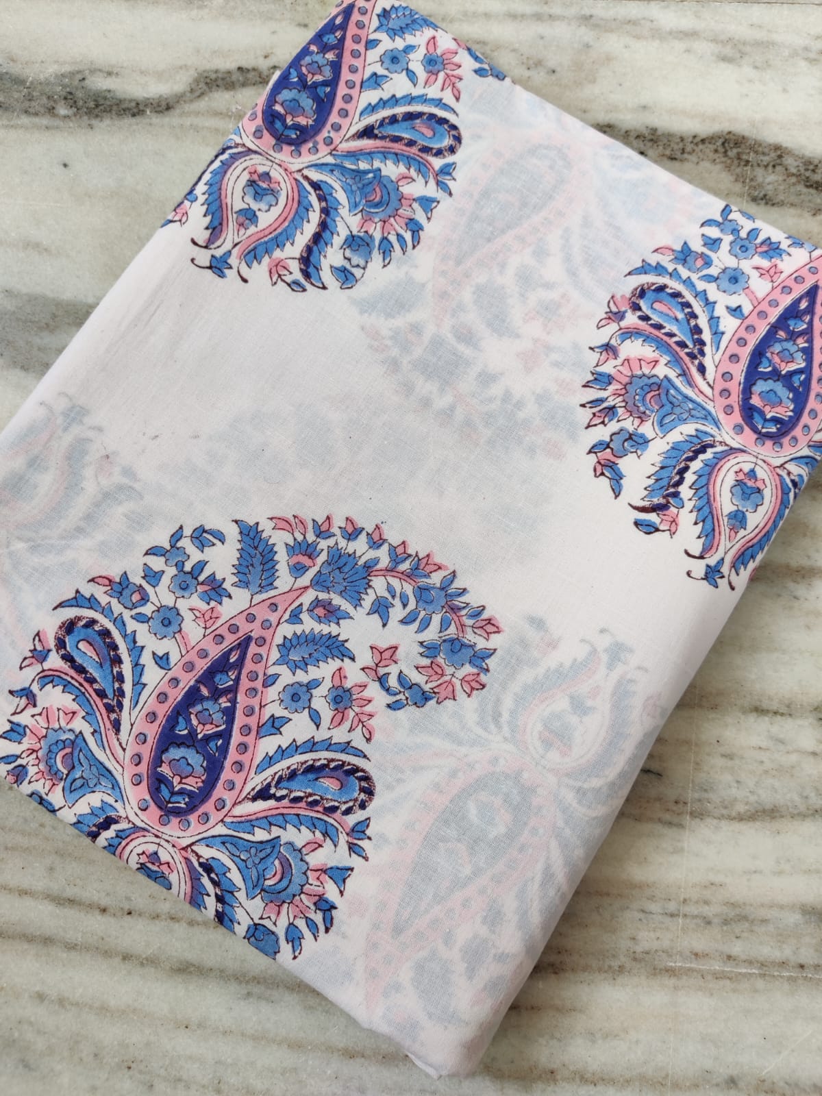 (Pre-cut 0.90m) Pure Soft Cotton Hand Block Printed Fabric