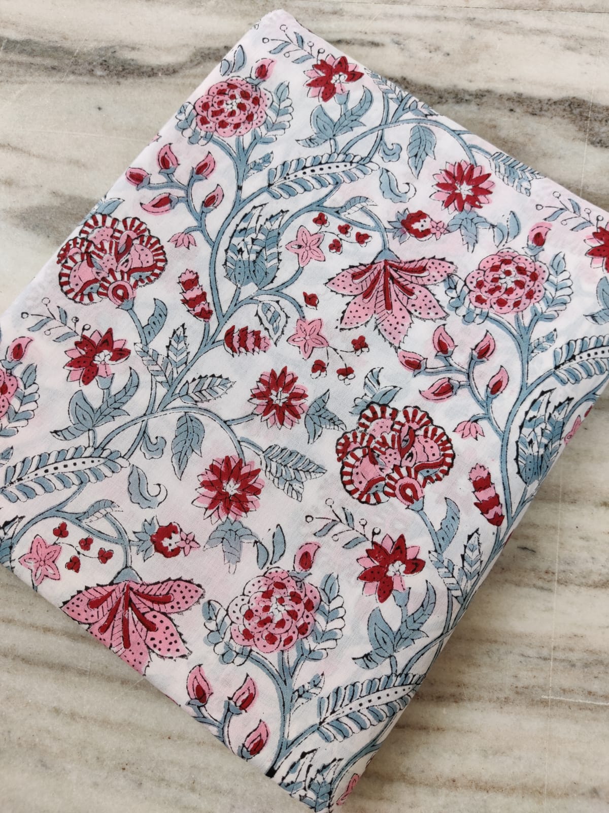 Pure Soft Cotton Handblock Printed Fabric