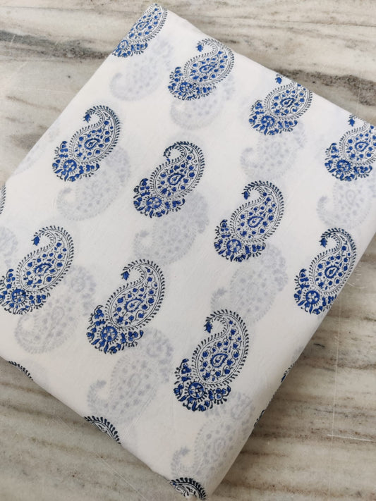 (Pre-cut 1.50m+0.50m) Pure Soft Cotton Hand Block Printed Fabric