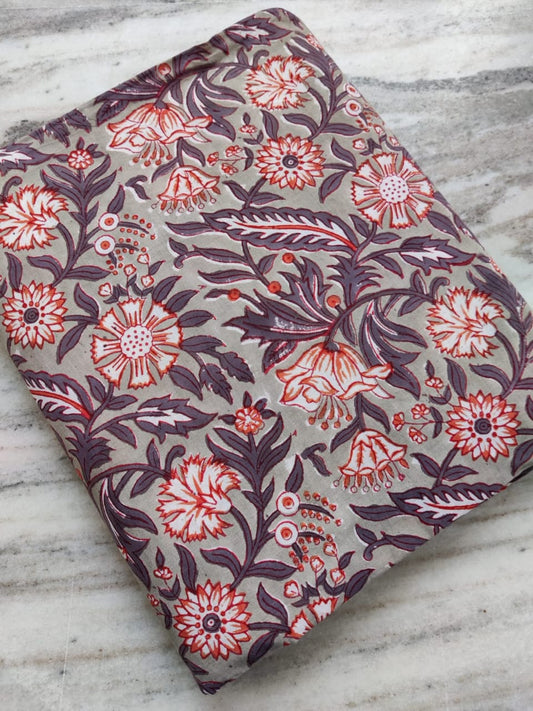 (Pre-cut 1.45m) Pure Soft Cotton Hand Block Printed Fabric