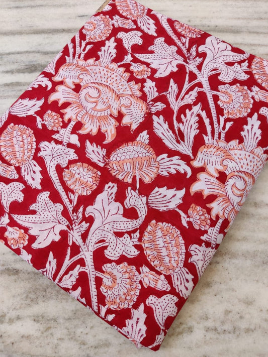 (Pre-cut 1.20m+0.85) Pure Soft Cotton Hand Block Printed Fabric