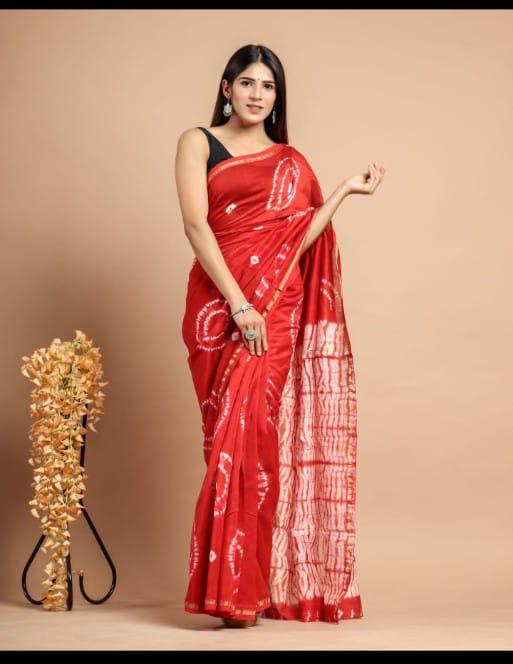 Premium Hand Block Printed Chanderi Silk Saree With Blouse