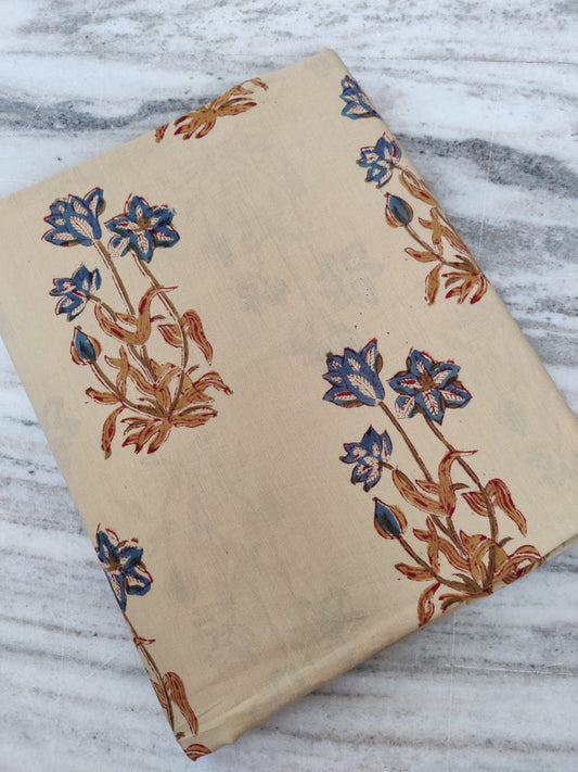 (1m) Pure Soft Cotton Hand Block Printed Pre-cut Fabric