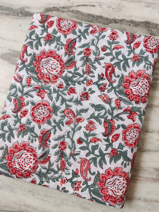 (Pre-cut 0.60m) Pure Soft Cotton Hand Block Printed Fabric