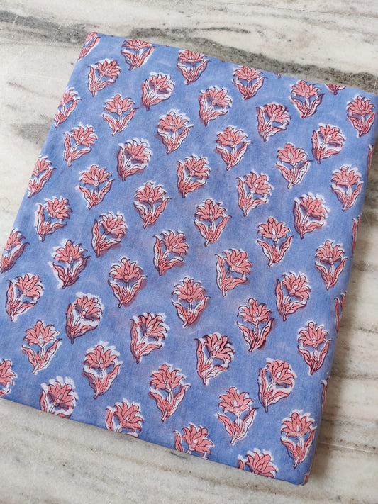 (Pre-cut 0.80m) Pure Soft Cotton Hand Block Printed Fabric