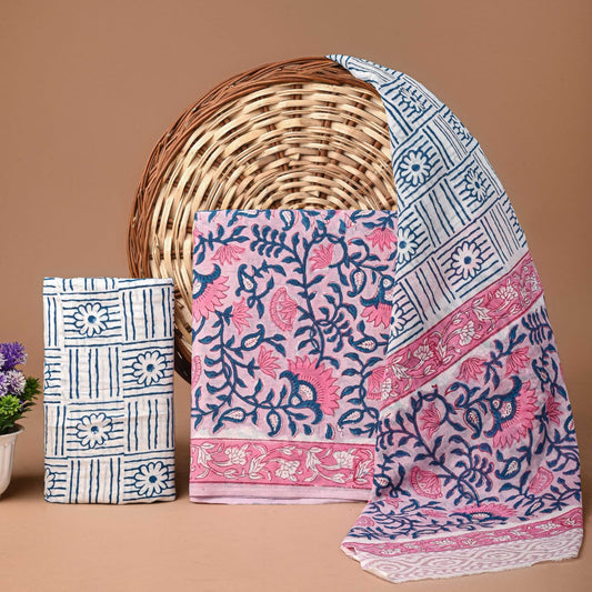 Pure Soft Cotton Hand Block Printed Cotton Suit Set