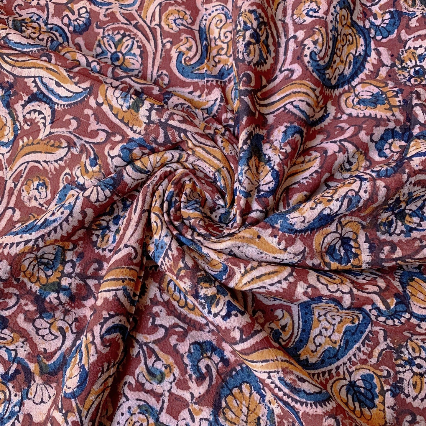 (Pre-cut 1.40m) Pure Soft Cotton Handblock Printed Kalamkari Fabric