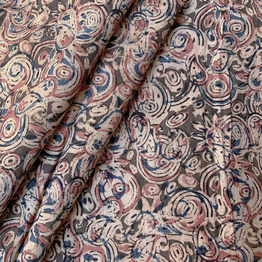 (Pre-cut 1.10m) Pure Soft Cotton Handblock Printed Kalamkari Fabric