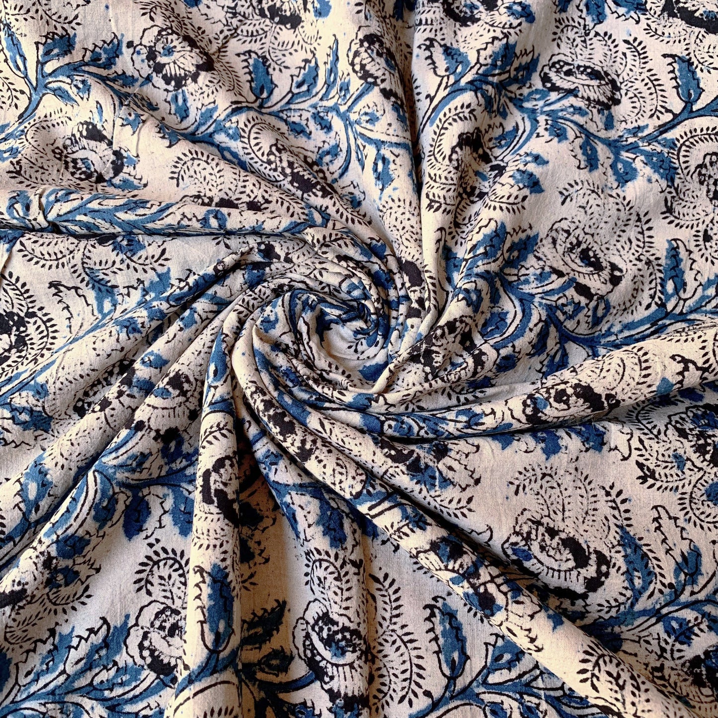 (Pre-cut 1.70m) Pure Soft Cotton Handblock Printed Kalamkari Fabric