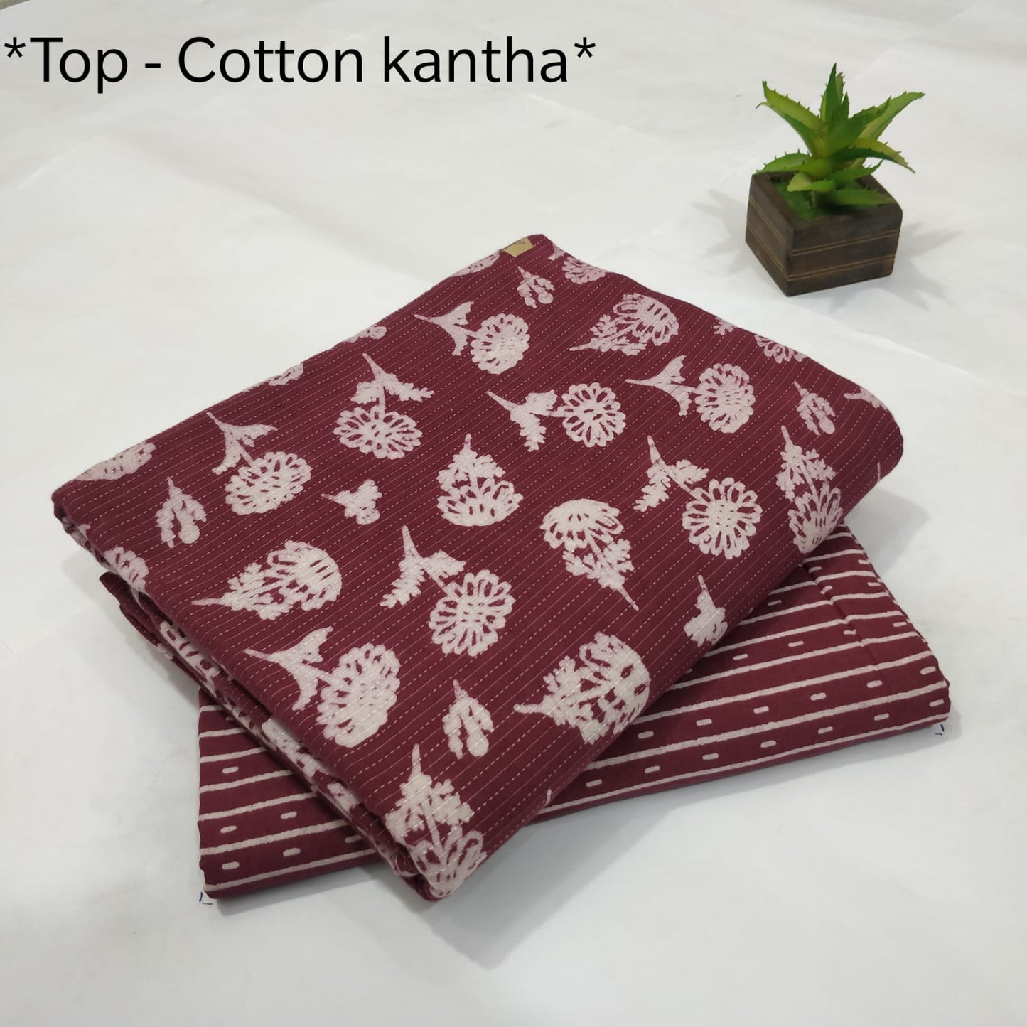 Pure Cotton Kantha Handblock Printed 2PC Top-Bottom Set