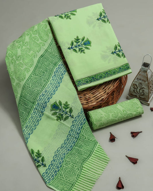 Pure Soft Cotton Hand Block Printed Cotton Suit Set