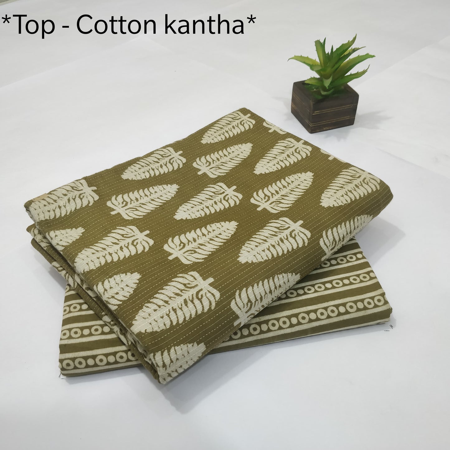 Pure Kantha Cotton Handblock Printed 2PC Top-Bottom Set